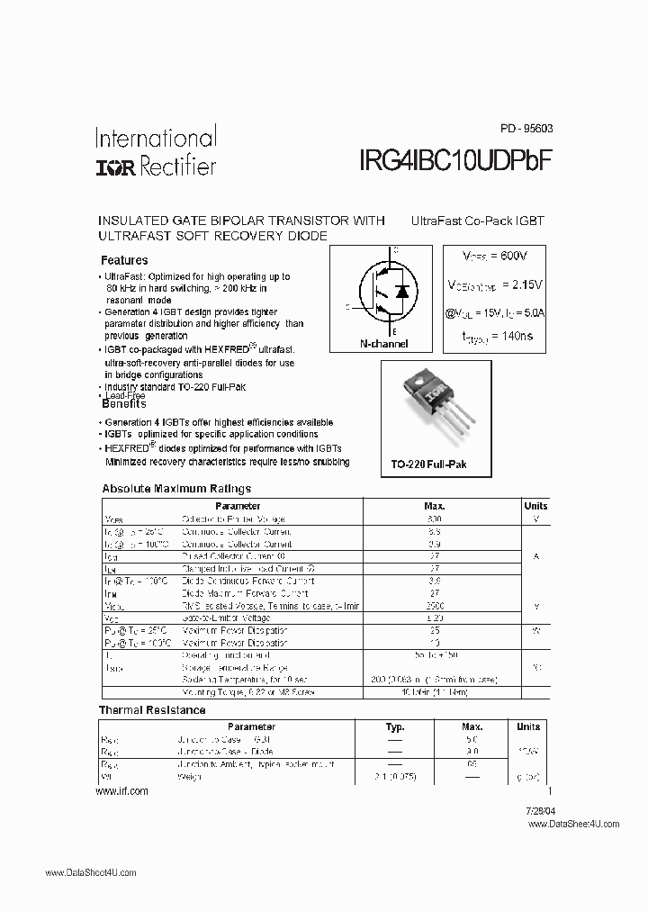 IRG41BC10UDPBF_1542337.PDF Datasheet