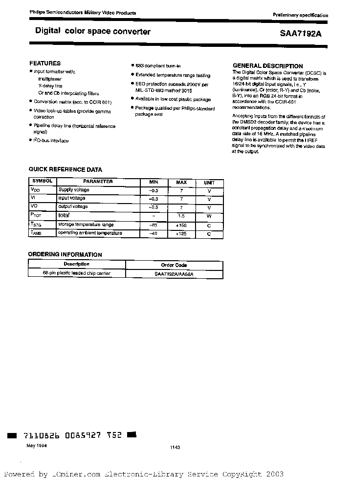 SAA7192AAA68A_863339.PDF Datasheet