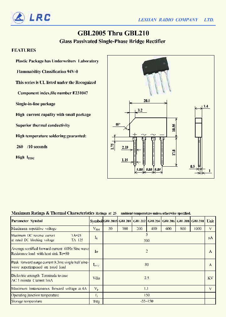 GBL210_871929.PDF Datasheet