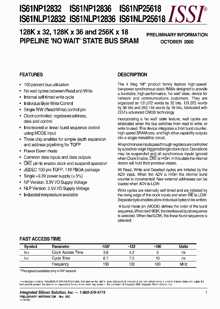 IS61NP12832_880679.PDF Datasheet