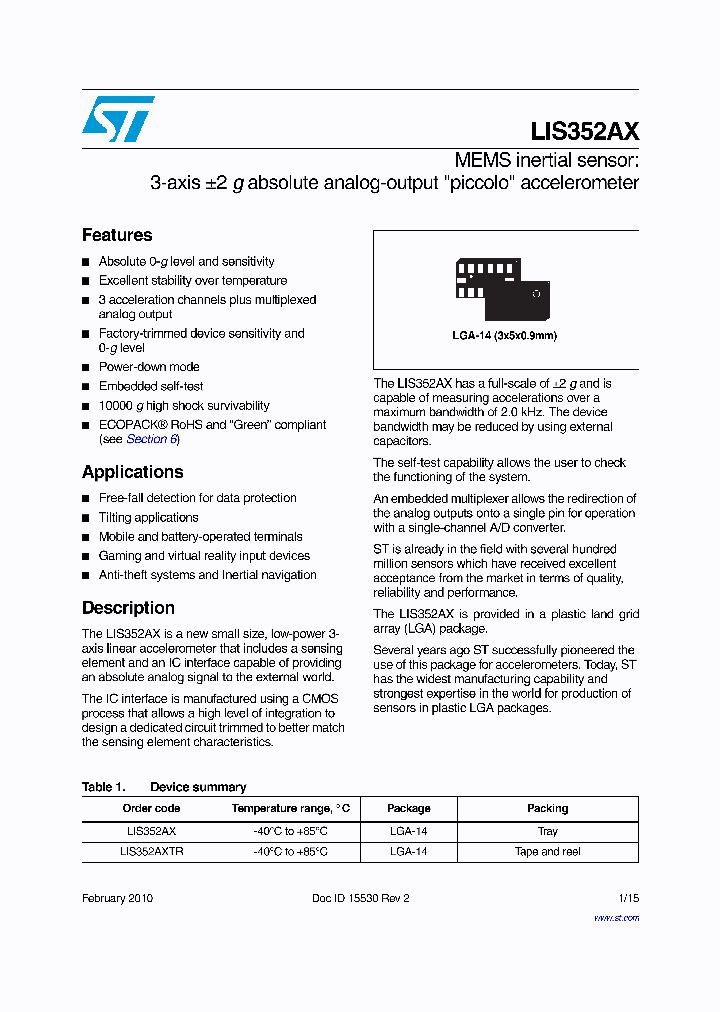 LIS352AXTR_880938.PDF Datasheet