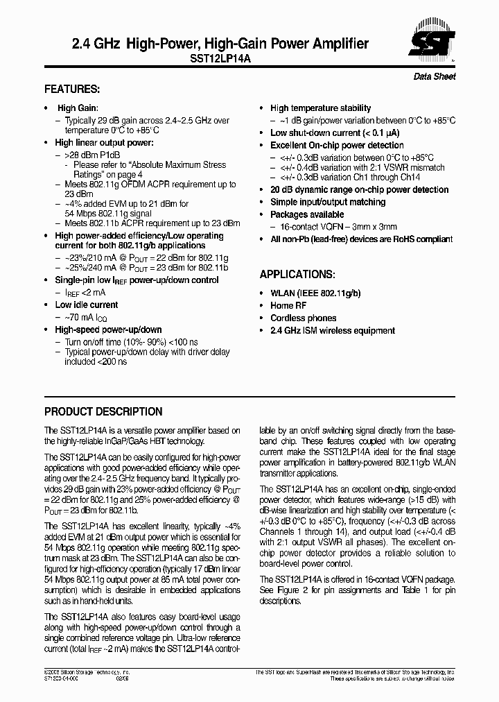 SST12LP14A-QVCE_887221.PDF Datasheet