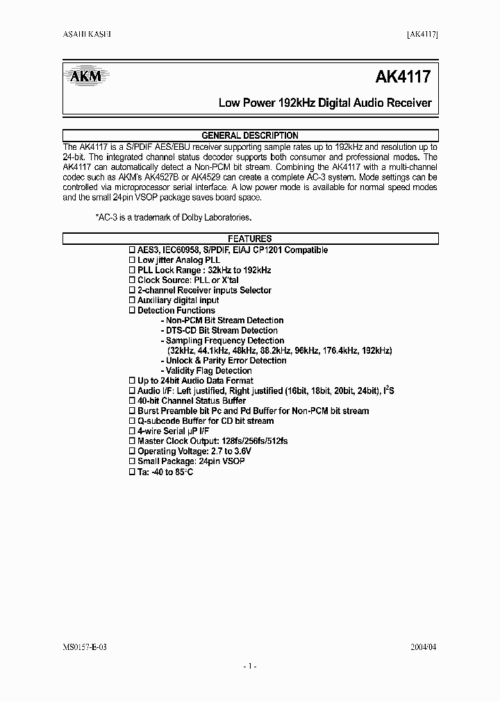 AK4117_889087.PDF Datasheet