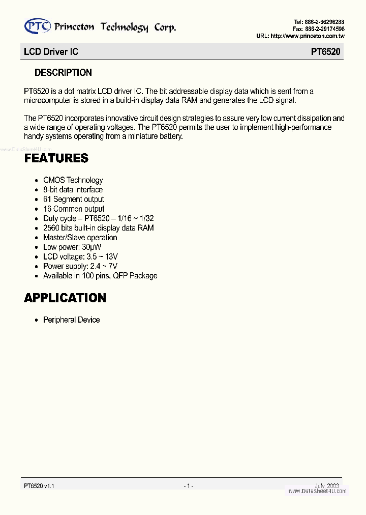PT6520_1567740.PDF Datasheet