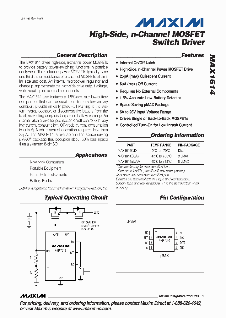 MAX1614EUA_1593632.PDF Datasheet