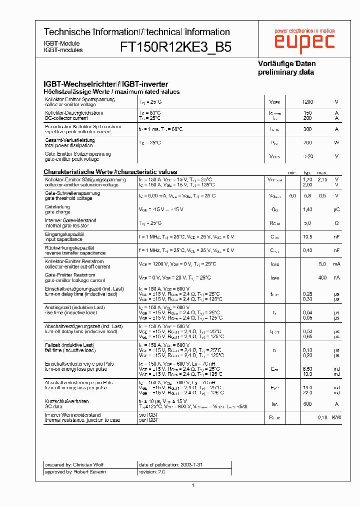 DBFT150R12KE3B520_926875.PDF Datasheet