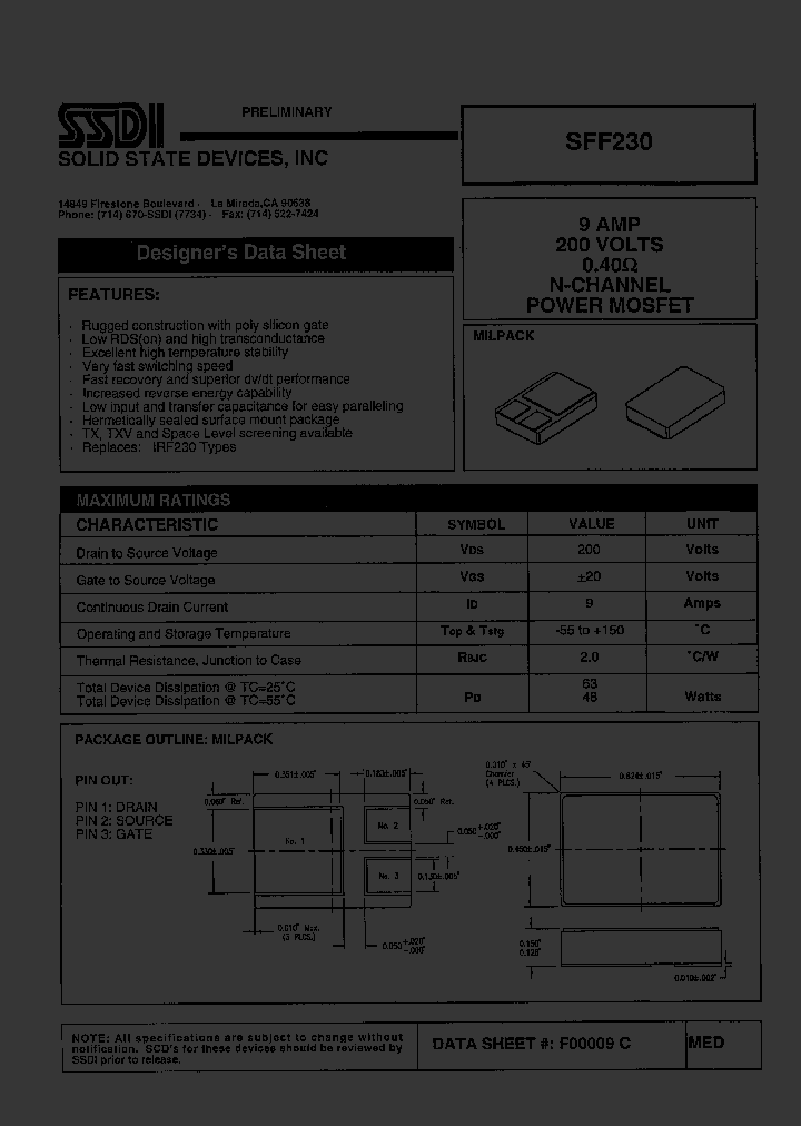 SFF230_1034160.PDF Datasheet
