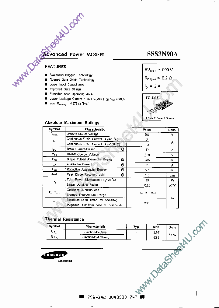 SSS3N90A_1646340.PDF Datasheet