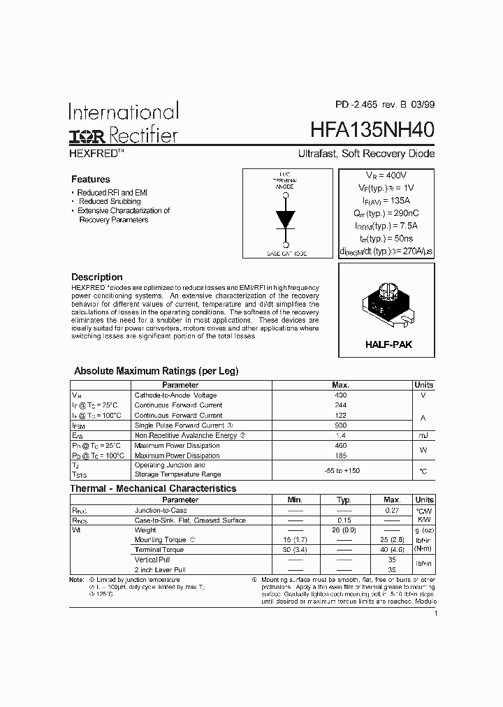 HFA135NH40_1061092.PDF Datasheet