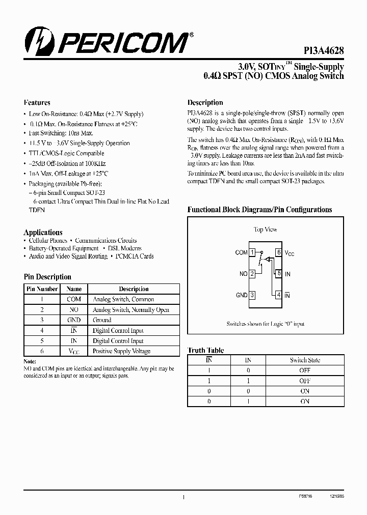 PI3A4628_1085587.PDF Datasheet