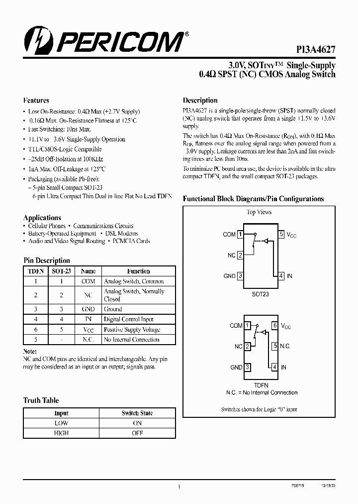 PI3A4627_1085586.PDF Datasheet