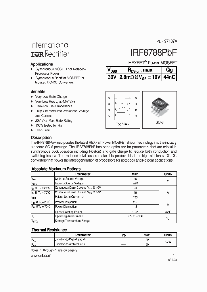 IRF8788PBF_1659324.PDF Datasheet