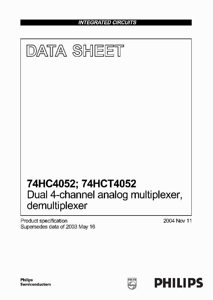 74HC4052_1659900.PDF Datasheet
