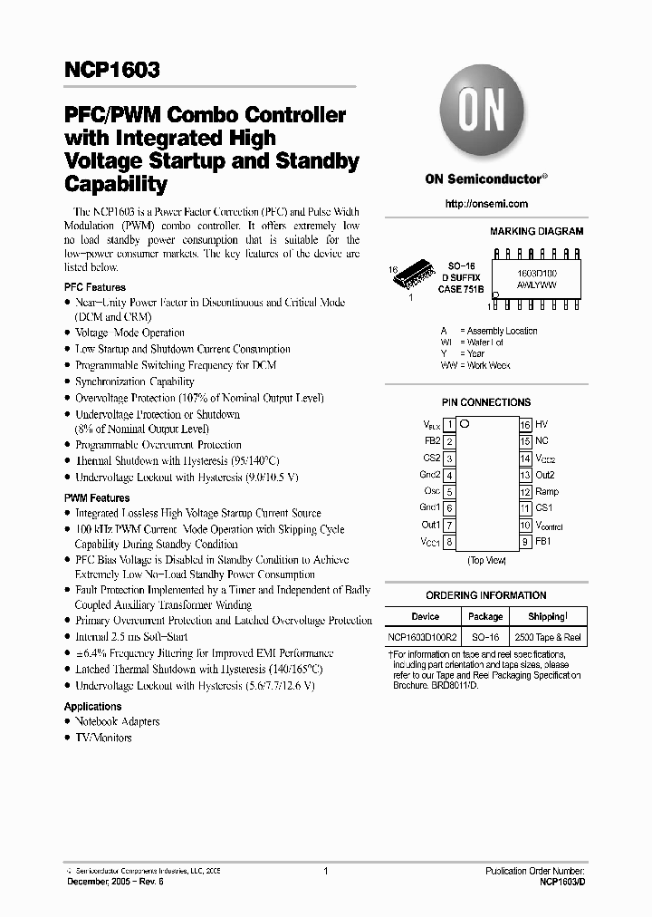 NCP1603_1086586.PDF Datasheet