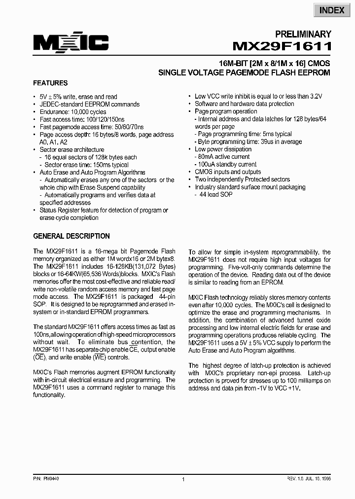 MX29F1611_1116369.PDF Datasheet