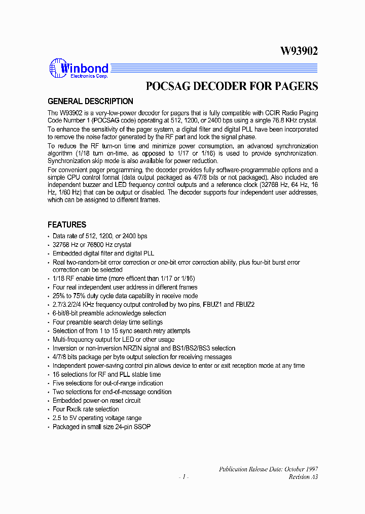 W93902_1116403.PDF Datasheet