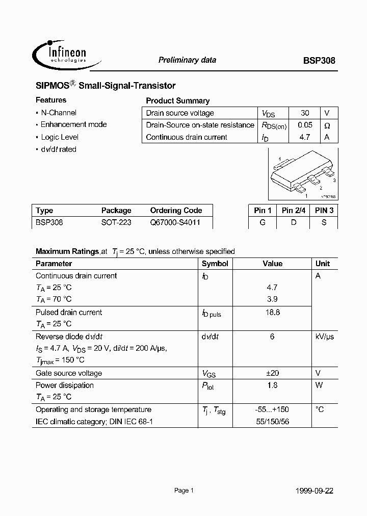 BSP308_1120299.PDF Datasheet