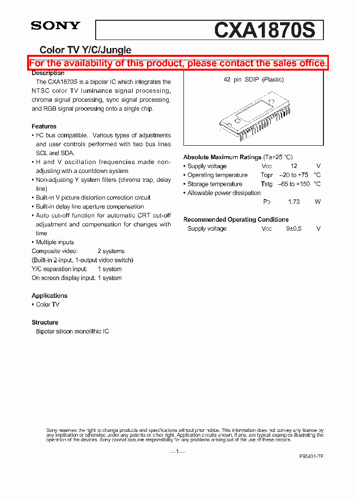CXA1870_1122179.PDF Datasheet