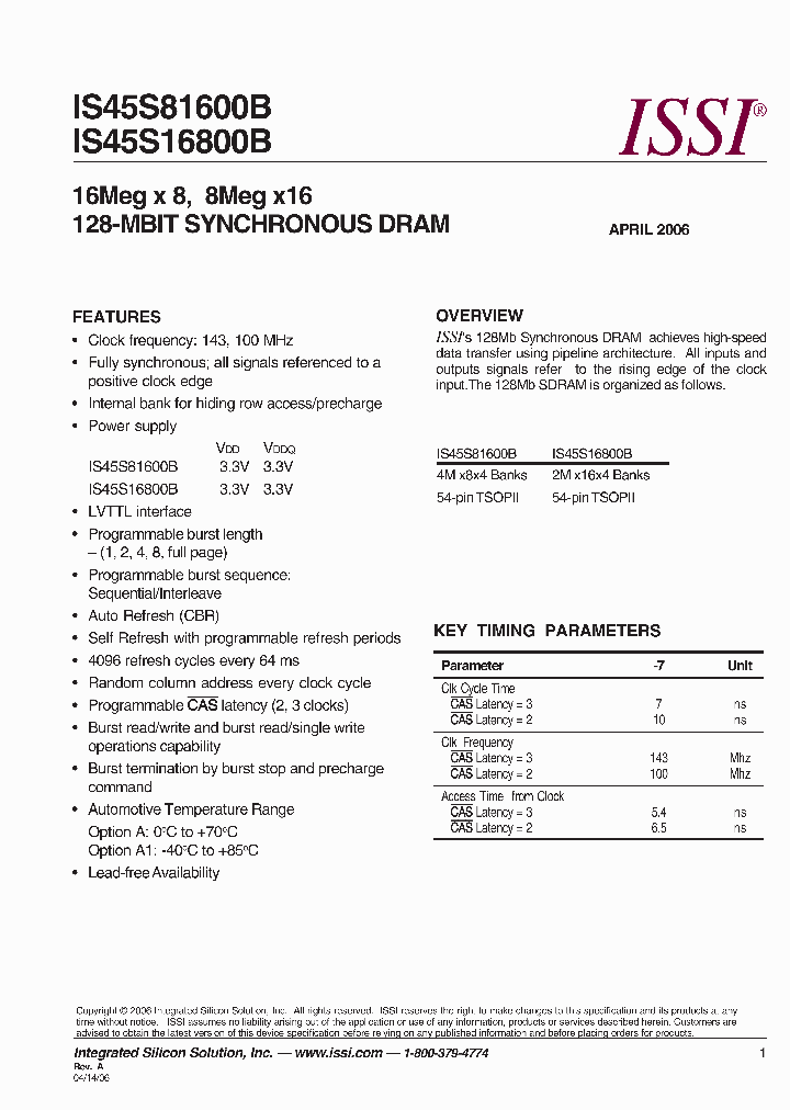 IS45S16800B_1152095.PDF Datasheet