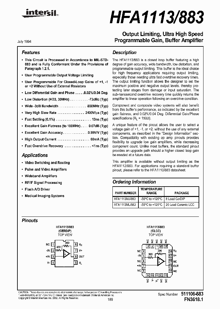 HFA1113ML883_1163131.PDF Datasheet