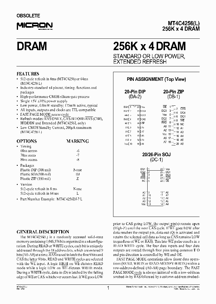 MT4C4256_1164531.PDF Datasheet
