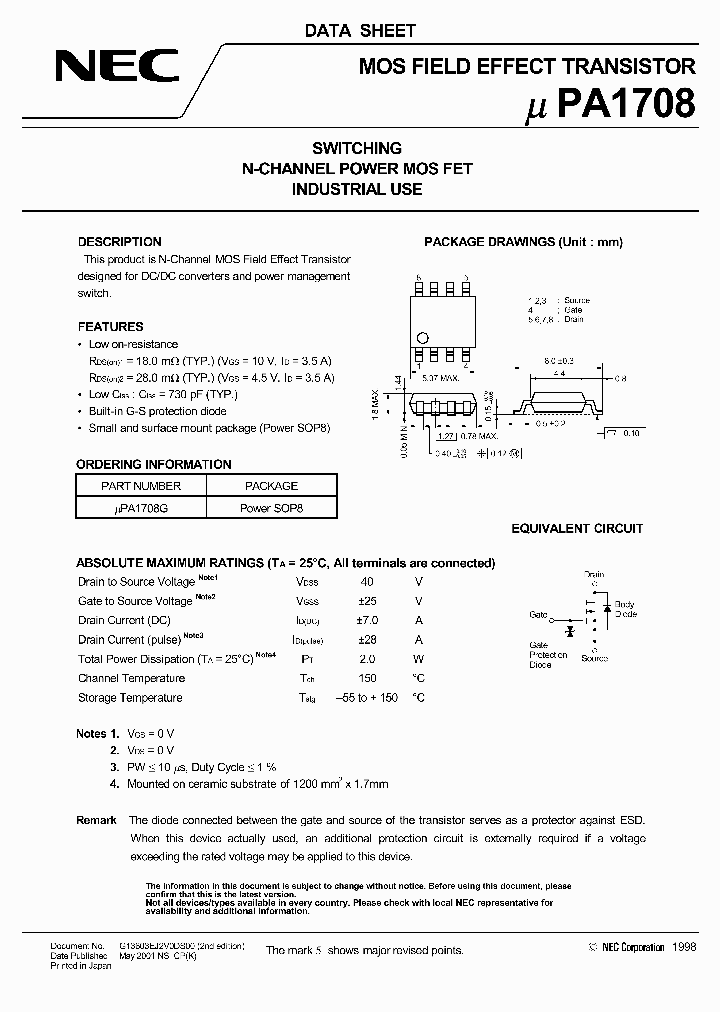 UPA1708G-E1_1697431.PDF Datasheet