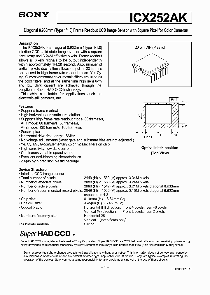 ICX252AK_1696347.PDF Datasheet