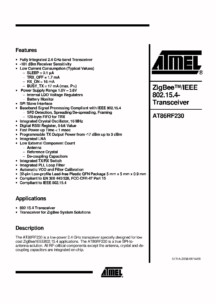 AT86RF230-ZU_1218439.PDF Datasheet