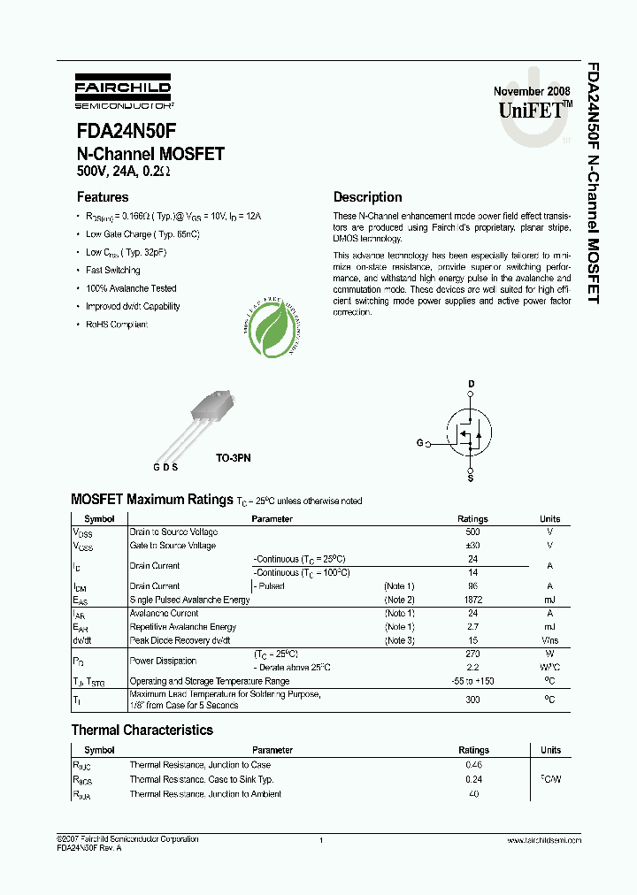 FDA24N50F_1710349.PDF Datasheet