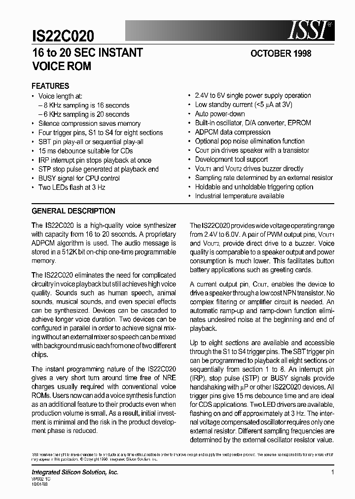 IS22C020_1365249.PDF Datasheet