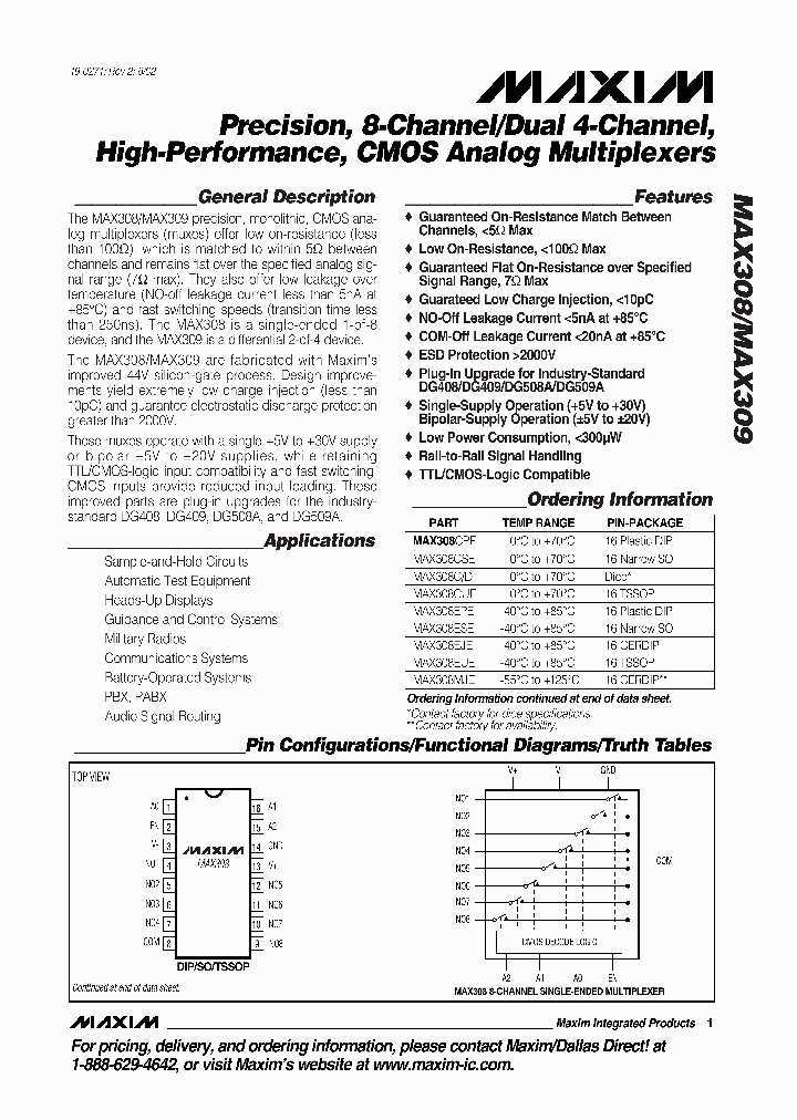 MAX309EUE_1380673.PDF Datasheet