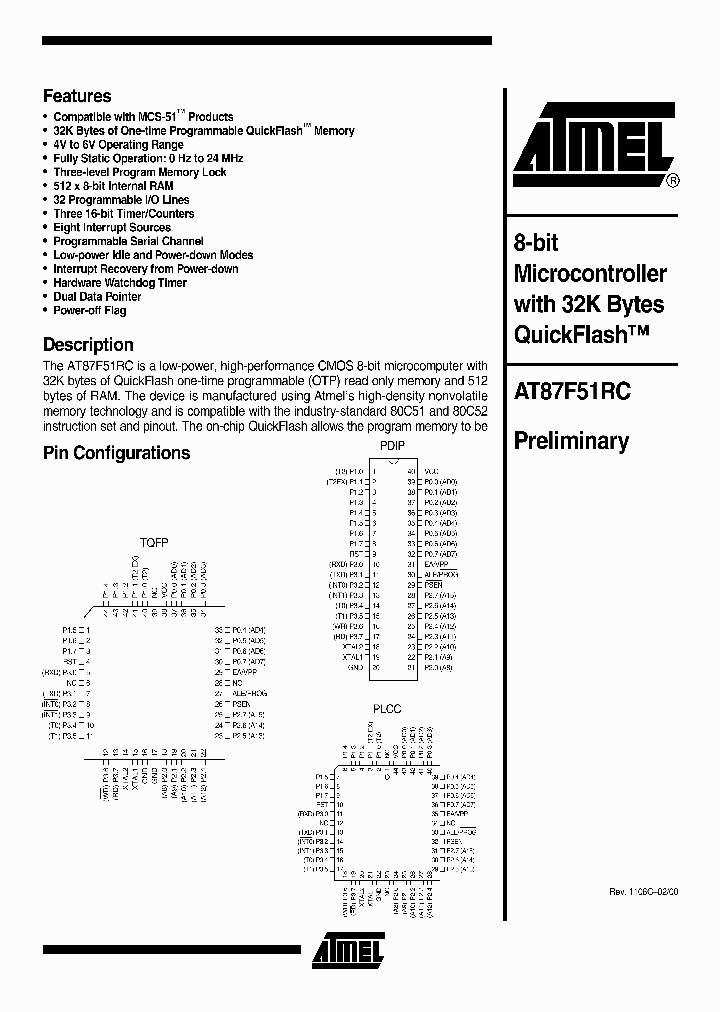 AT87F51RC_1405268.PDF Datasheet