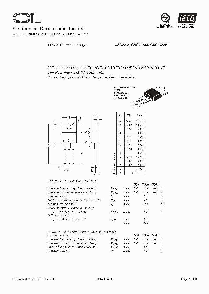 CSC2238Y_1432780.PDF Datasheet