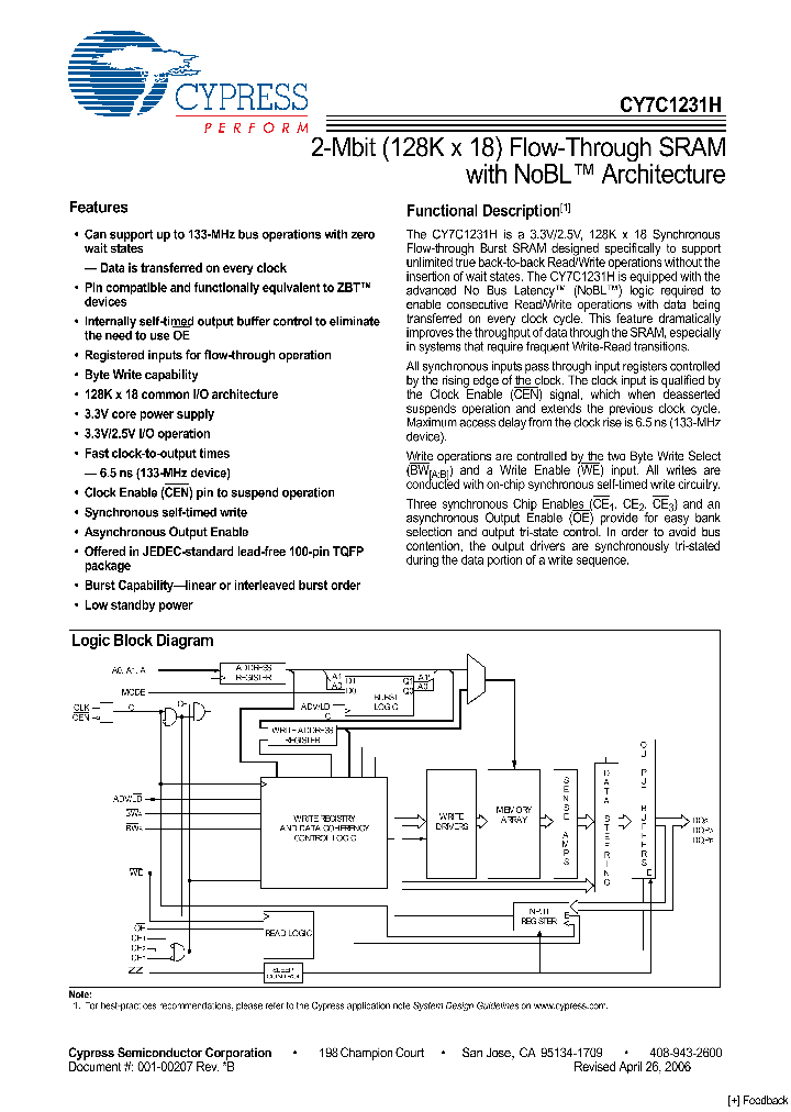 CY7C1231H-133AXC_1770967.PDF Datasheet
