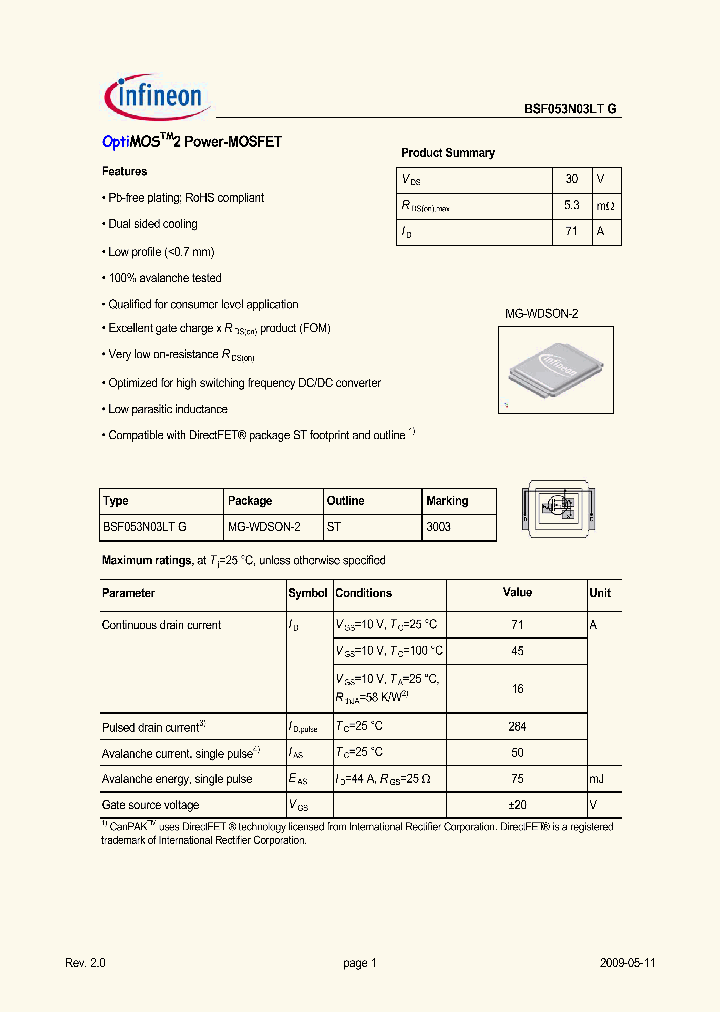 BSF053N03LTG_1771685.PDF Datasheet