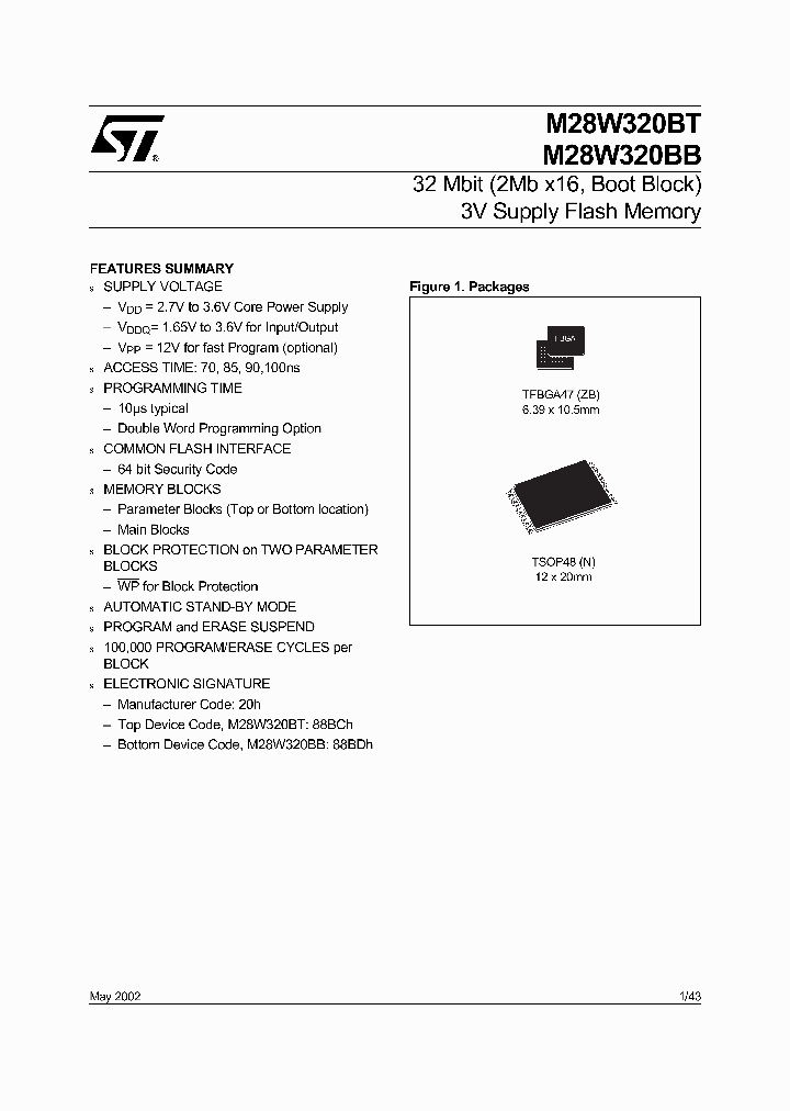 M28W320BT100N1T_1784195.PDF Datasheet