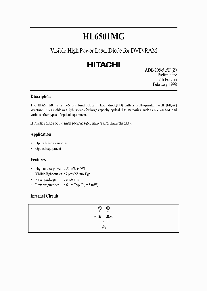 HL6501MG_1533580.PDF Datasheet
