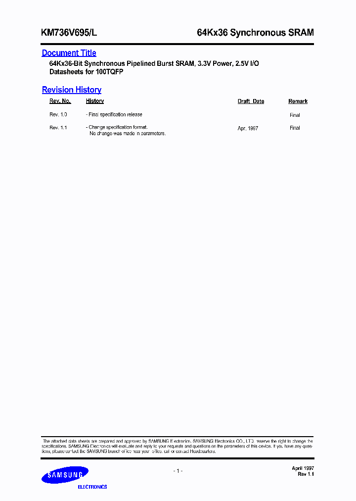 KM736V695_1555248.PDF Datasheet