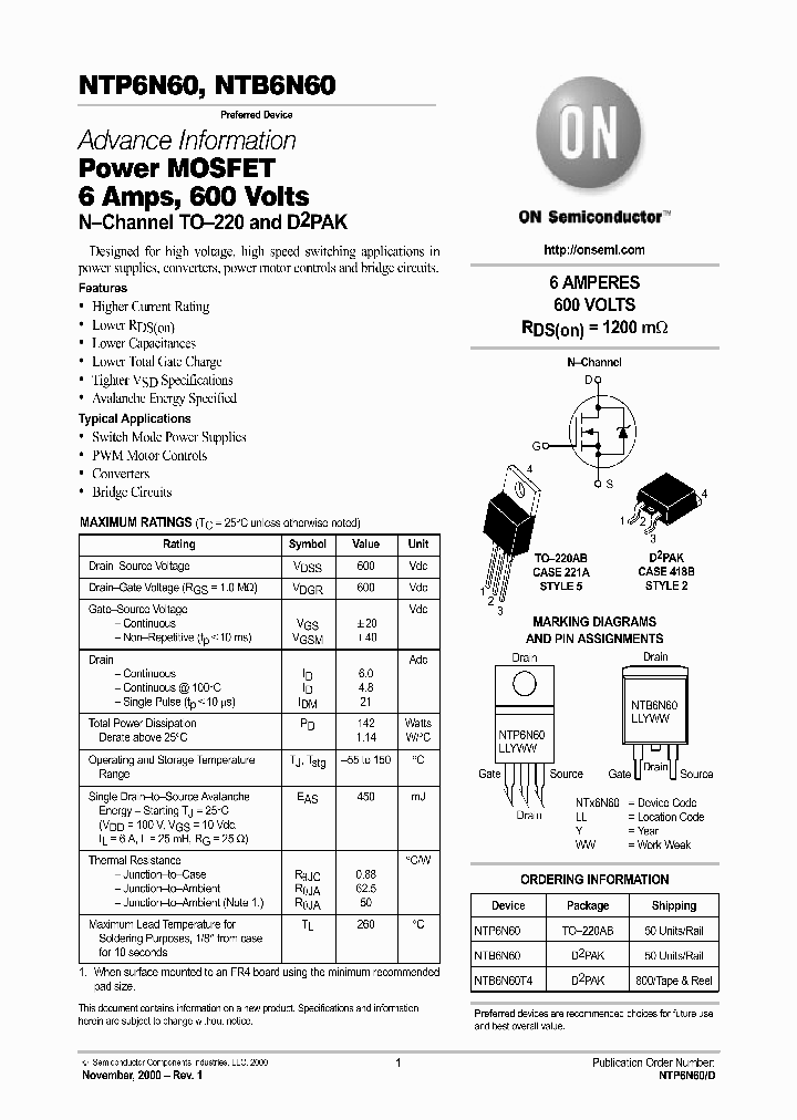 NTP6N60-D_1828120.PDF Datasheet