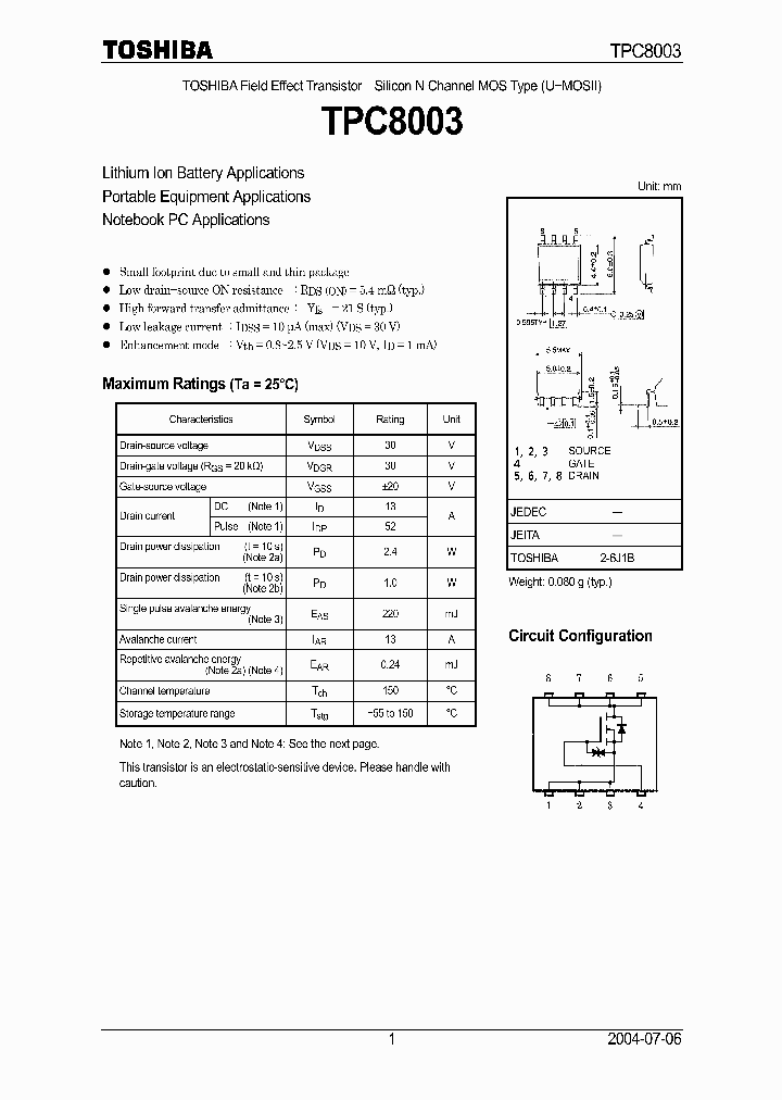 TPC8003_1837503.PDF Datasheet