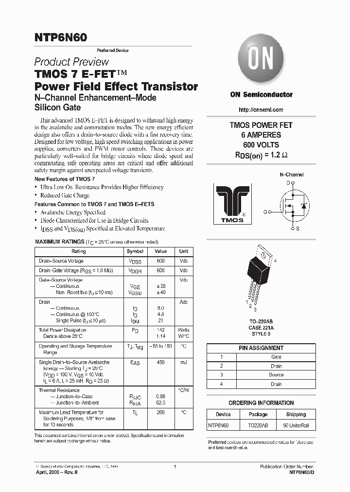 NTP6N60_1725128.PDF Datasheet