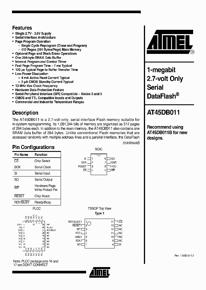 AT45DB011-SI_1785777.PDF Datasheet