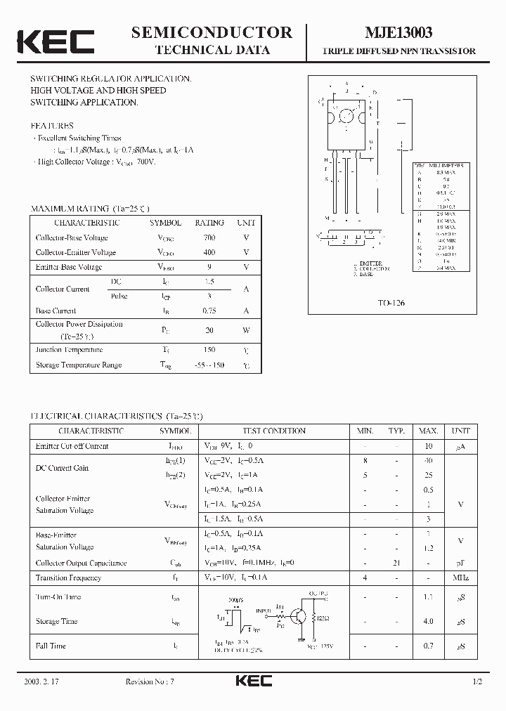 MJE13003_1906211.PDF Datasheet