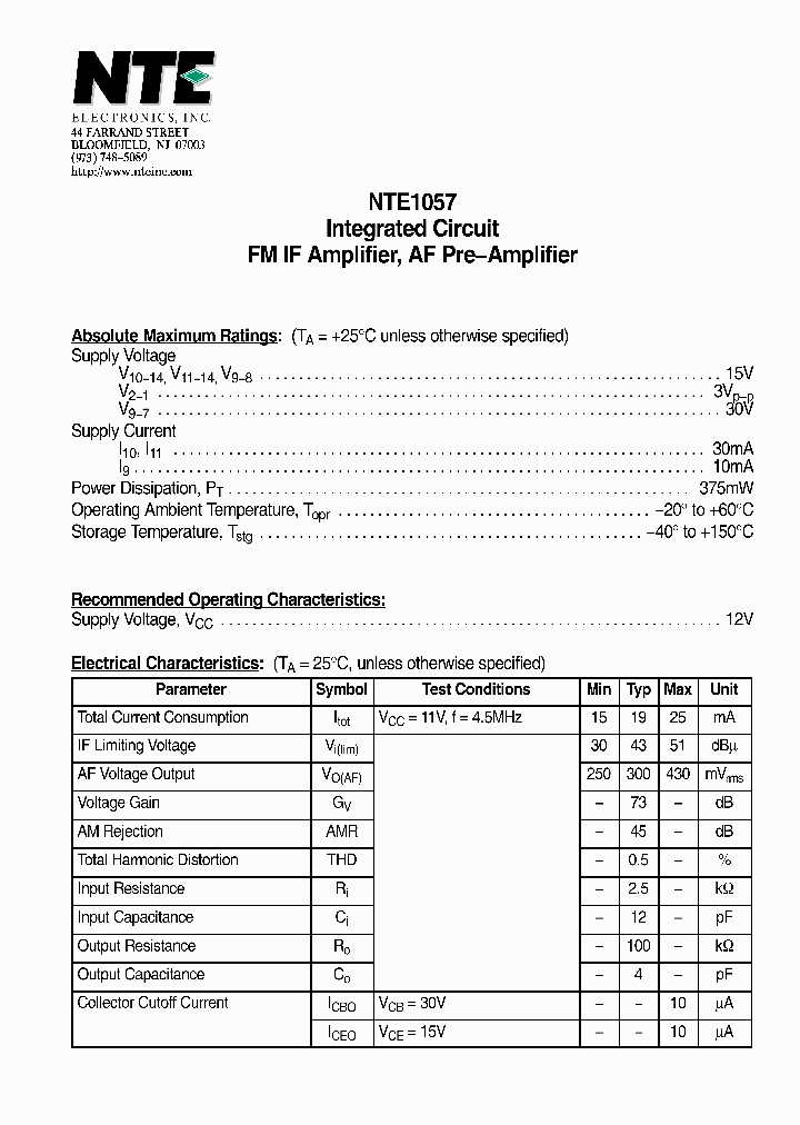 NTE1057_1907910.PDF Datasheet