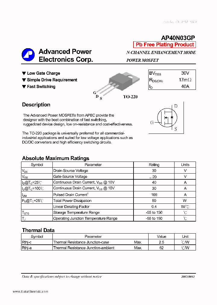 AP40N03GP_1924862.PDF Datasheet