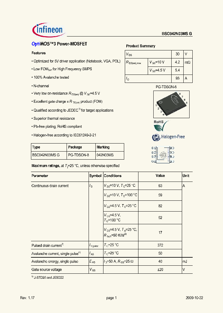 BSC042N03MSG_1939955.PDF Datasheet