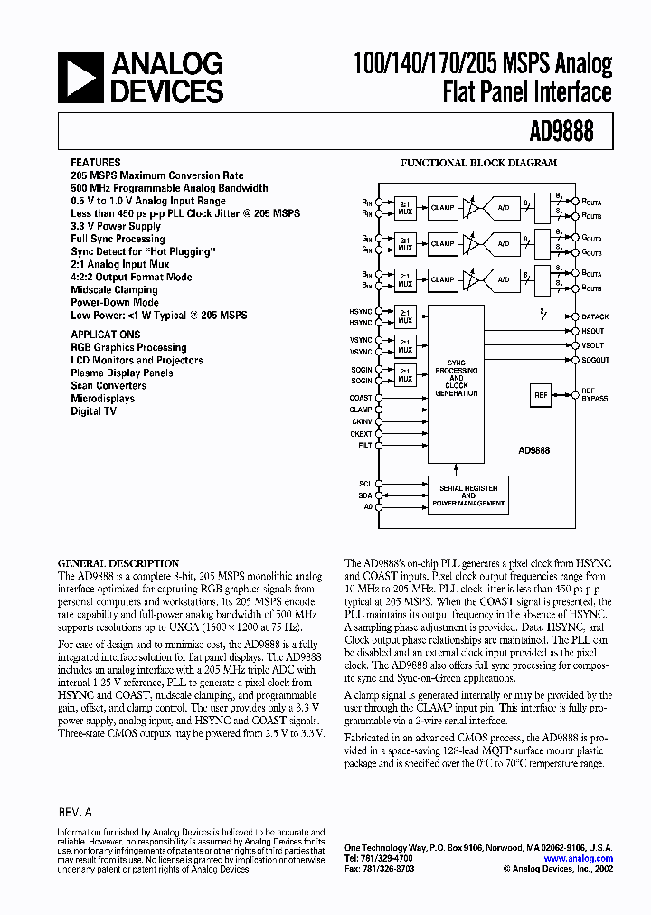 AD9888PCB_1917312.PDF Datasheet