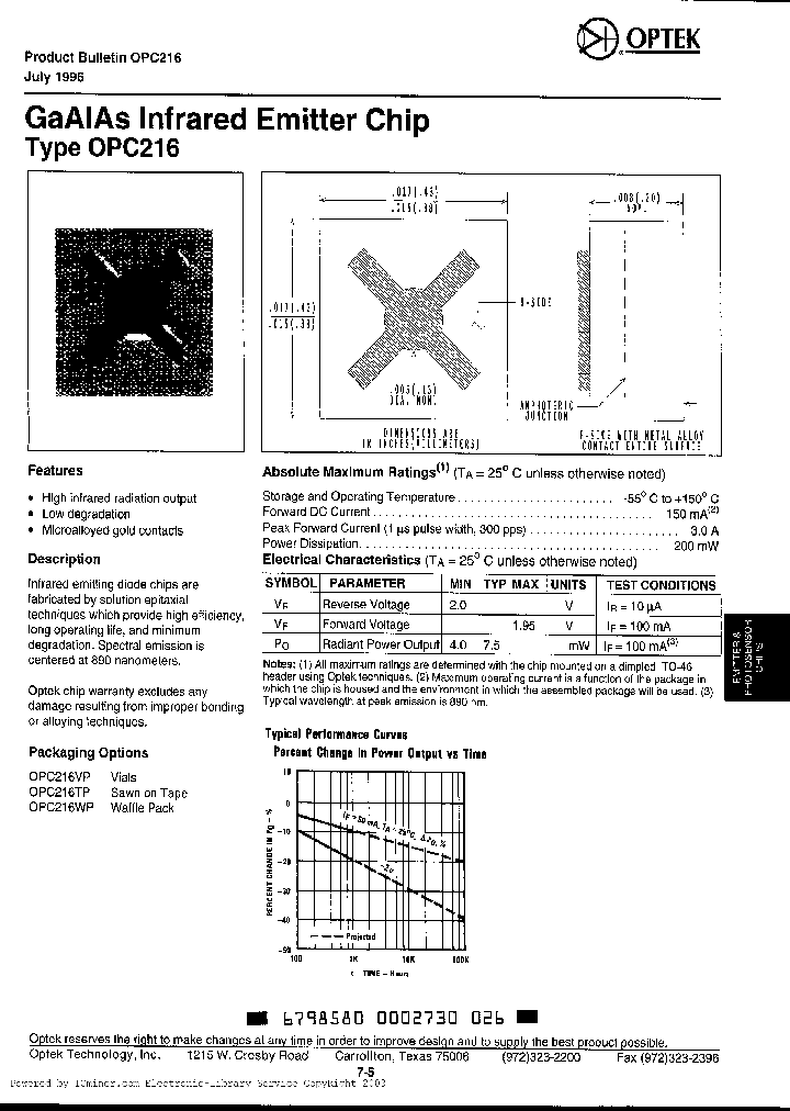 OPC216WP_1922322.PDF Datasheet