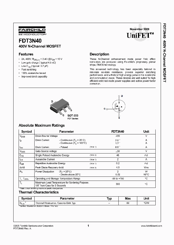 FDT3N40TF_1936639.PDF Datasheet