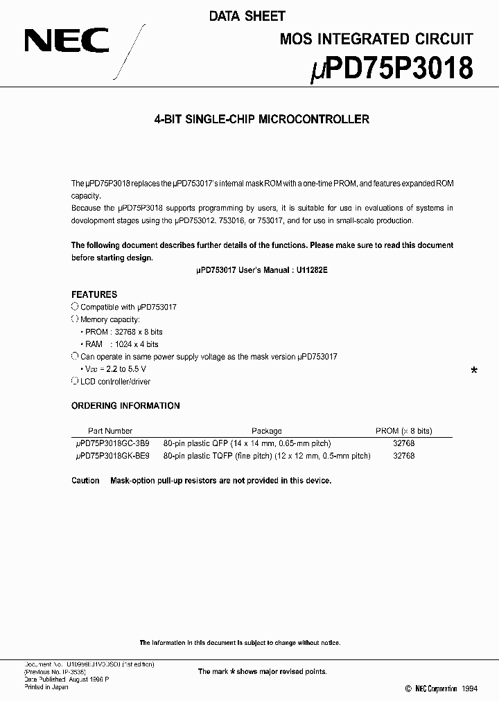 UPD75P3018GK-BE9_1981511.PDF Datasheet
